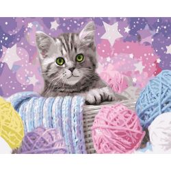 Опт-картина / Dipinto con numeri 40x50 Gattino in un cestino