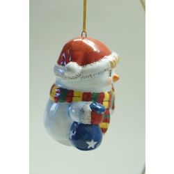 Ярославская майолика / Juguete navideño "Muñeco de nieve con bolsa"