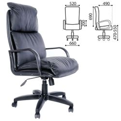 Office chair "Nadir", leather, monolithic frame, black K-01