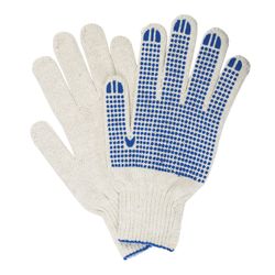 ЛАЙМА / Cotton gloves PROFI, SET 5 PAIRS, grade 7, 65-67 g, 216 tex, PVC dot, XL, WHITE