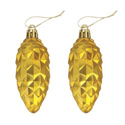 ЗОЛОТАЯ СКАЗКА / Christmas tree decorations "Cones", SET of 4 pcs., Plastic, 9 cm, golden color