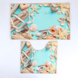 Доляна / Doliana / Set of bath and toilet mats "Shells", 2 pcs: 40 × 45, 45 × 75 cm
