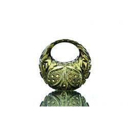 Гусевской Хрустальный завод / Crystal vase-basket "Ball" marsh-green 19 cm