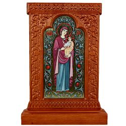 Vernissage of History / Icon-khachkar "Holy Virgin Mary and Child" in a carved frame, 26 x 18.5