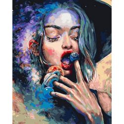 Опт-картина / Painting by numbers 40x50 Girl and planets