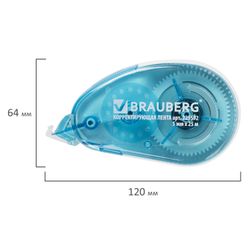Correction tape BRAUBERG "Maxi", extended length 5 mm x 25 m, white/blue hull, blister