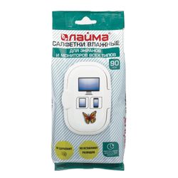 ЛАЙМА / Wet wipes "FOR SCREENS of all types and OPTICS (glasses, lenses)", valve, 90 pieces