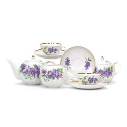 Дулёвский фарфор / Tea service "Tulip. Lilac", 15 items