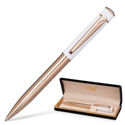 Pen gift ball GALANT "Mont Pelerin", the body is Golden with white, Golden detail burner Assembly 0.7 mm, blue
