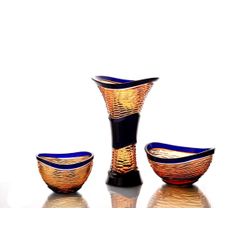 Гусевской Хрустальный завод / Crystal vase for flowers "Serenade" amber-blue