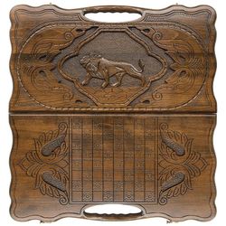 GamesDealer / Backgammon intagliato "Leone 3" con manico 60, Haleyan