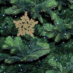 ЗОЛОТАЯ СКАЗКА / Cây thông Noel treo trang trí "Bông tuyết vàng", BỘ 6 chiếc, 11 cm, lấp lánh