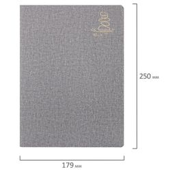 BRAUBERG / Carnet 60 l. tapis en similicuir à carreaux, surpiqûres, B5 (179x250mm), GRIS, HARMONIE / 2 pcs.