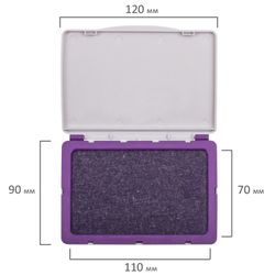 Stamp pad BRAUBERG, 120х90 mm (working surface 110х70 mm), purple paint