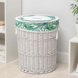 Доляна / Doliana / Wicker storage basket with lid "Tropics", 44 × 44 × 53 cm