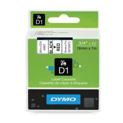 DYMO D1 label printer cartridge, 19 mm х 7 m, plastic ribbon, black font, red background