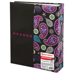 BRAUBERG photo album for 200 photos 10x15 cm, hard cover, Paisley, black with pink