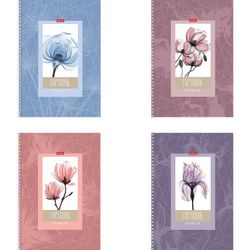 HATBER / Notebook A4 80 sh. comb, cage, matte lamination, "Flower" / 12 pcs.