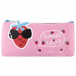 Pencil case-cosmetic bag BRAUBERG, canvas with applique, "Cool Strawberry", 19х4х8 cm