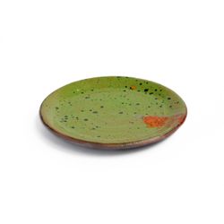 Handmade ceramic saucer made of high-temperature fired clay.
