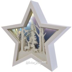 Kaemingk / New Year's lamp diorama Star - Snow Forest 26 * 25 cm on batteries, 18 LED lamps