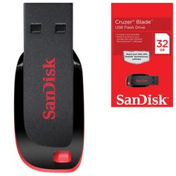 SANDISK / Flash Drive 32 GB, Cruzer Blade, USB 2.0, Black / Red