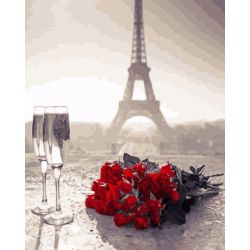 Опт-картина / Painting by numbers 40x50 Flowers and wine