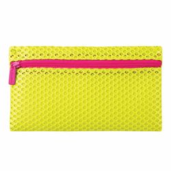 Hộp bút chì-mỹ phẩm BRAUBERG, lưới, "Neon", màu vàng, 23x14 cm
