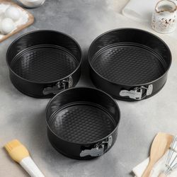 Доляна / Doliana / Set of demountable baking dishes "Elin. Circle", 3 pcs: 18/20 / 22x6.5 cm, non-stick coating