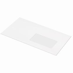 Buste E65 (110x220 mm), finestra destra, striscia a strappo, bianco, SET 1000 pz.