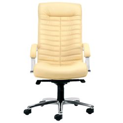 Office chair "Orion steel chrome", leather, chrome, beige