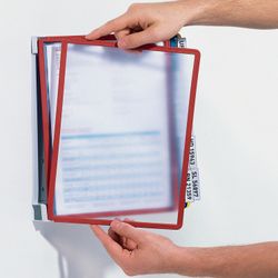 DURABLE / Vorführsystem "VARIO" wandhängend für 10 Metallpaneele mit 10 farbigen Paneelen