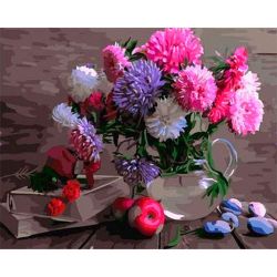Опт-картина / Painting by numbers 40x50 Multi-colored asters