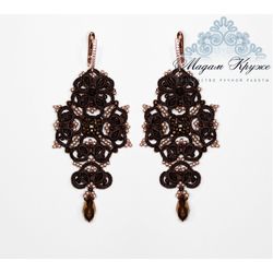 Lace earrings "Ludmila" brown