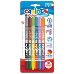 The markers are double-sided CARIOCA (Italy) "Bi-color", 6 pieces (12 colors), superspyware, ventilated cap