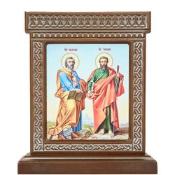 Vernissage of History / Icon-khachkar "Holy Apostles Peter and Paul" in a carved frame, 20 x 17