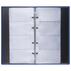 BRAUBERG / Business card holder on rings "Favorite", for 240 business cards, under textured leather, dark blue