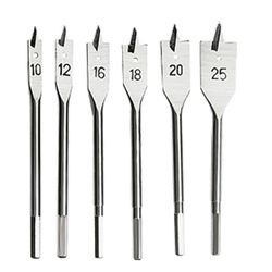 Set of wood rail drills, 10-12-16-18-20-25 mm, 6 pieces, 6-sided shank, SPARTA