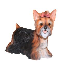 Ремеко / Ornamental garden figure "Yorkshire Terrier with a bow" L30 W15 H27 cm