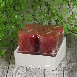 Kaemingk / Набор декоративных свечей Рустик 8*5 см, 4 шт, бордовые