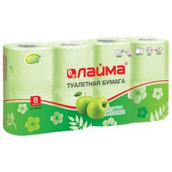 ЛАЙМА / Toilet paper for household use, adhesive 8 pcs., 2-ply (8x19 m), apple aroma