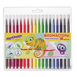 INLANDIA markers 18 colors, ZOO, triangular, washable, ventilated cap