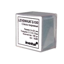 LEVENHUK / Cover glasses G100, for the manufacture of microslides, 24x24 mm, 130-170 microns, 100 pcs.