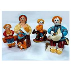 Ковровская глиняная игрушка / Figurine "Benches. Nursing mother"