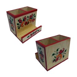 Беломорские узоры / Pencil holder wood "Boretskaya painting" 3 compartment