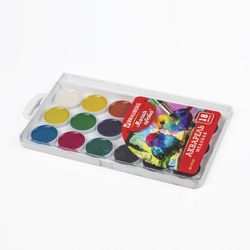 Watercolor BRAUBERG "MAGIC COLOR" 18 flowers, honey, round cuvettes, plastic pencil case