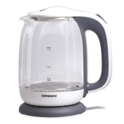TEApot SONNEN KT-1792, 1.7 litres, 2200 w, closed heating element, glass, white, lighting