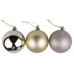 ЗОЛОТАЯ СКАЗКА / Christmas balls SET 6 pieces, plastic, 6 cm, LIGHT GOLD (gloss, matte, glitter)