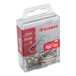 Smooth paper clips 28mm, 100 pieces, Nickel plated