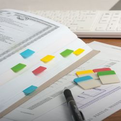 Bookmarks highlighters sheets of adhesive plastic BRAUBERG, 38х25 mm 4 colours x 20 sheets